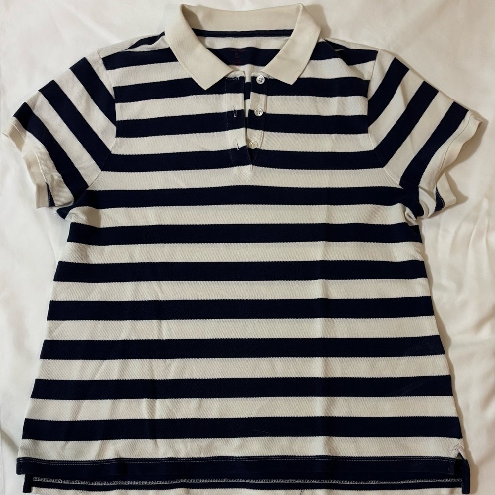 Striped Navy and White Women’s Polo Shirt, Size XL